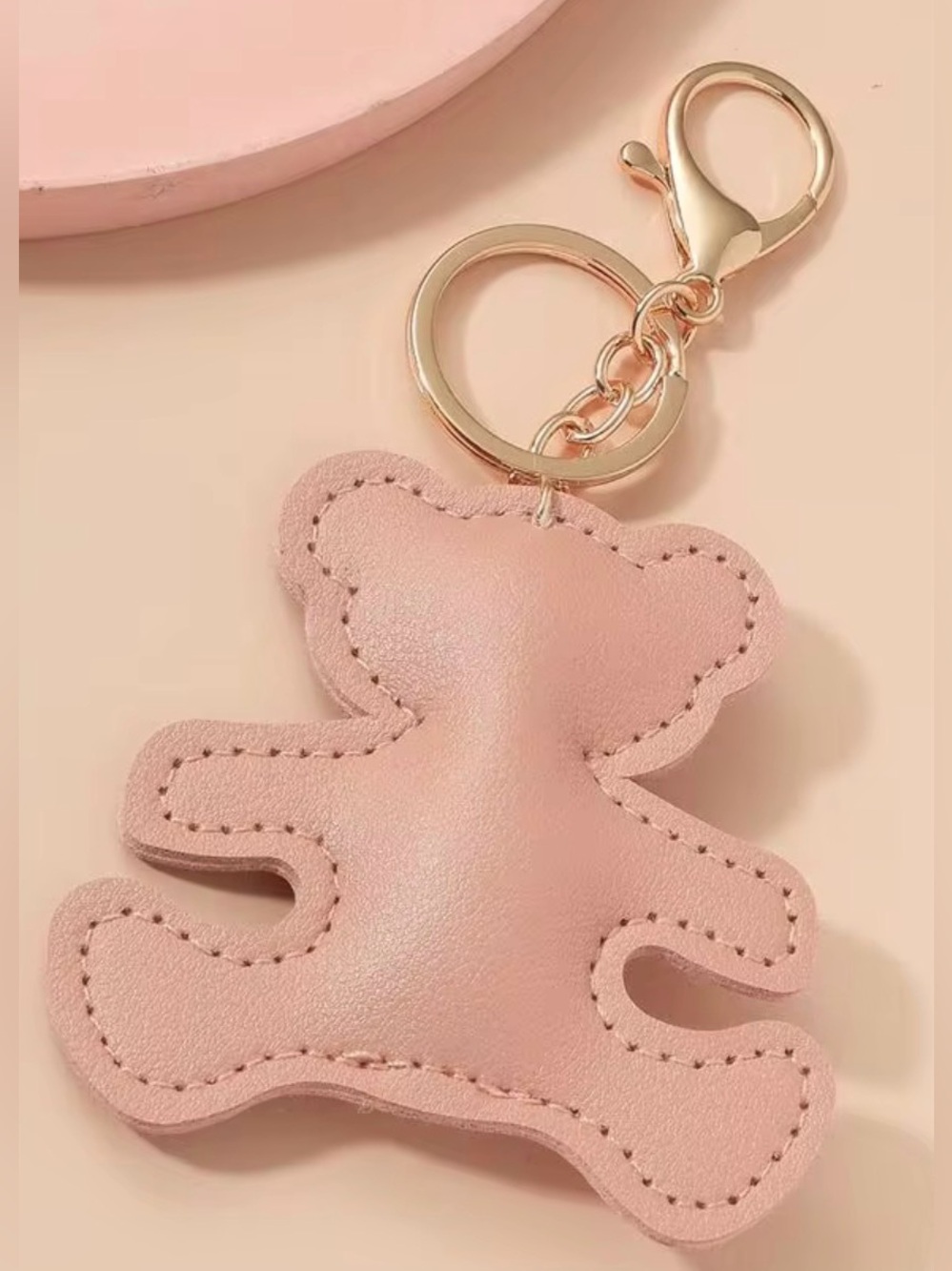 Unisex Pink Puffy Teddy Bear Keychain Bag Charm – Cute Y2K Accessory ✨🧸